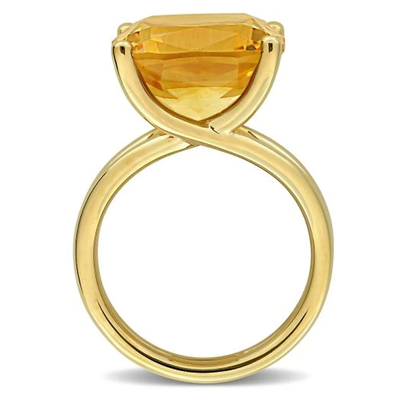 Julianna B Yellow Plated Sterling Silver Citrine Solitaire Cocktail Ring
