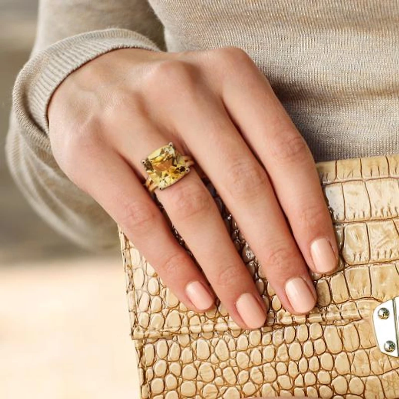 Julianna B Yellow Plated Sterling Silver Citrine Solitaire Cocktail Ring