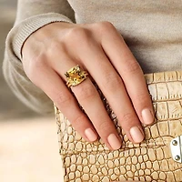 Julianna B Yellow Plated Sterling Silver Citrine Solitaire Cocktail Ring