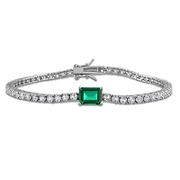 Julianna B Sterling Silver Created Emerald & Created White Sapphire Bracelet