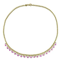 Julianna B Yellow Plated Sterling Silver Created Pink & White Sapphire Necklace