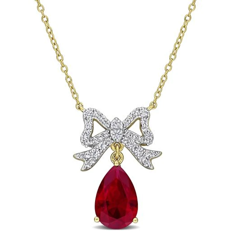 Julianna B Yellow Plated Sterling Silver Created Gemstone Necklace