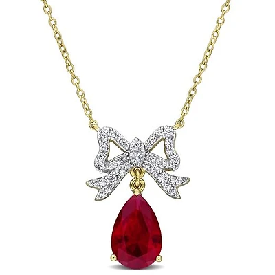 Julianna B Yellow Plated Sterling Silver Created Gemstone Necklace