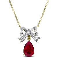 Julianna B Yellow Plated Sterling Silver Created Gemstone Necklace
