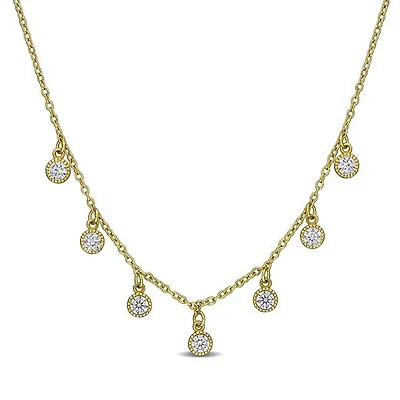 Julianna B Yellow Sterling Silver Created White Sapphire 16" + 2" Necklace