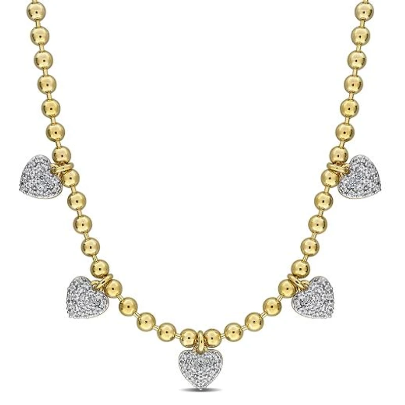Julianna B Yellow Plated Sterling Silver Created White Sapphire 17" Necklace