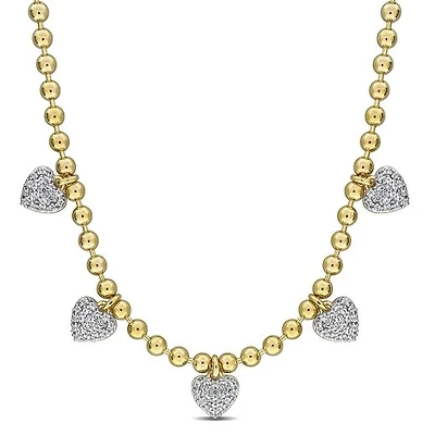 Julianna B Yellow Plated Sterling Silver Created White Sapphire 17" Necklace