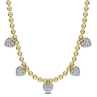 Julianna B Yellow Plated Sterling Silver Created White Sapphire 17" Necklace