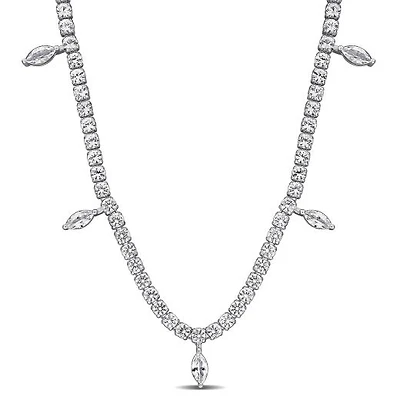 Julianna B Sterling Silver Created White Sapphire 17" Charm Necklace