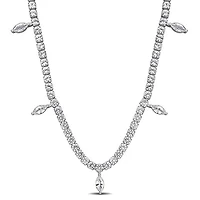 Julianna B Sterling Silver Created White Sapphire 17" Charm Necklace