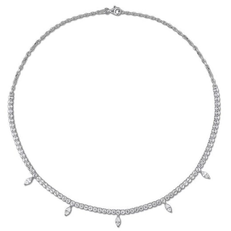 Julianna B Sterling Silver Created White Sapphire 17" Charm Necklace