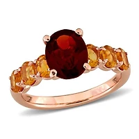Julianna B Rose Plated Sterling Silver Garnet & Madeira Citrine Ring
