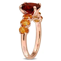Julianna B Rose Plated Sterling Silver Garnet & Madeira Citrine Ring