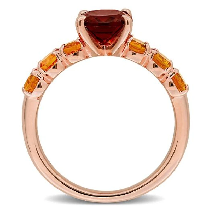 Julianna B Rose Plated Sterling Silver Garnet & Madeira Citrine Ring