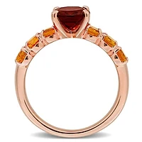 Julianna B Rose Plated Sterling Silver Garnet & Madeira Citrine Ring