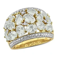 Julianna B Yellow Plated Sterling Silver Green Quartz and Diamond Cocktail Ring