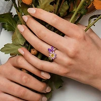Julianna B Yellow Plated Sterling Silver Multi-Gemstone Flower Ring