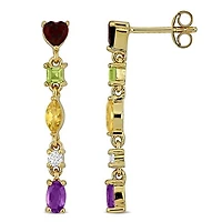Julianna B Yellow Plated Sterling Silver Multi-Gemstone Drop Earrings