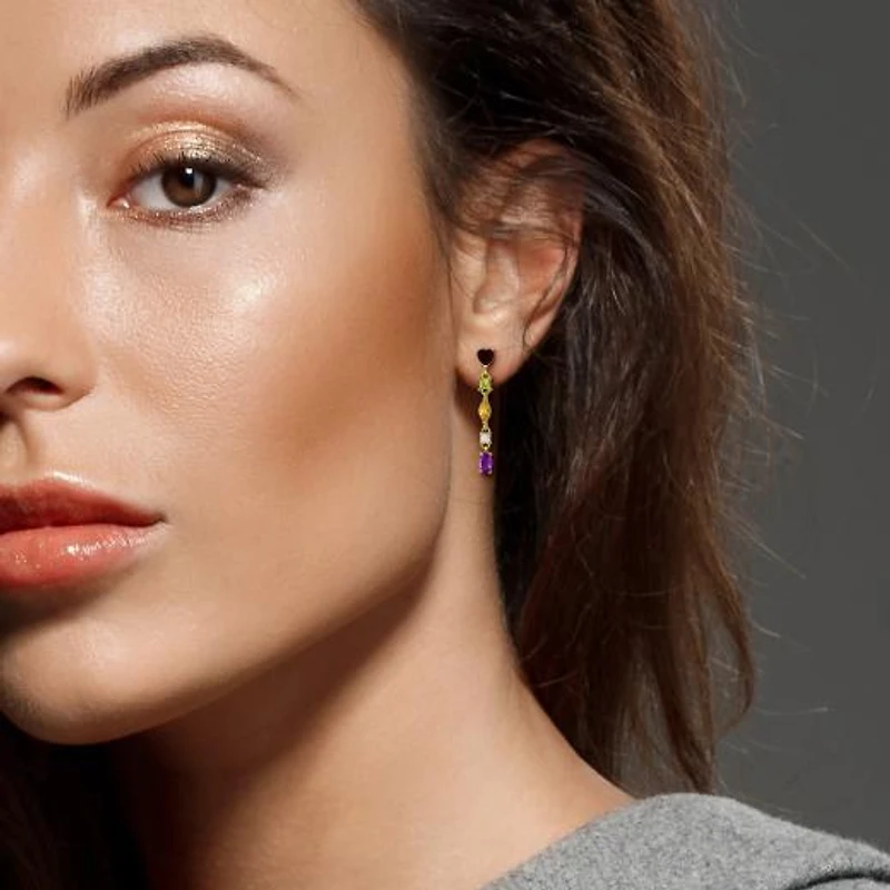 Julianna B Yellow Plated Sterling Silver Multi-Gemstone Drop Earrings