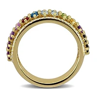 Julianna B Yellow Plated Sterling Silver Multi-Gemstone Semi-Eternity Ring