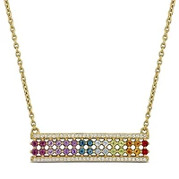 Julianna B Yellow Plated Sterling Silver Multi-Gemstone 18" + 1" Bar Necklace