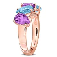 Julianna B Rose Plated Sterling Silver Sky Blue Topaz and Pink Amethyst Ring
