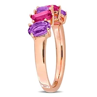 Julianna B Rose Plated Sterling Silver Pink Topaz and Amethyst 5-Stone Ring