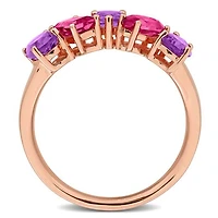 Julianna B Rose Plated Sterling Silver Pink Topaz and Amethyst 5-Stone Ring