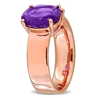 Julianna B Rose Plated Sterling Silver Rhodolite and Amethyst 3-Stone Ring