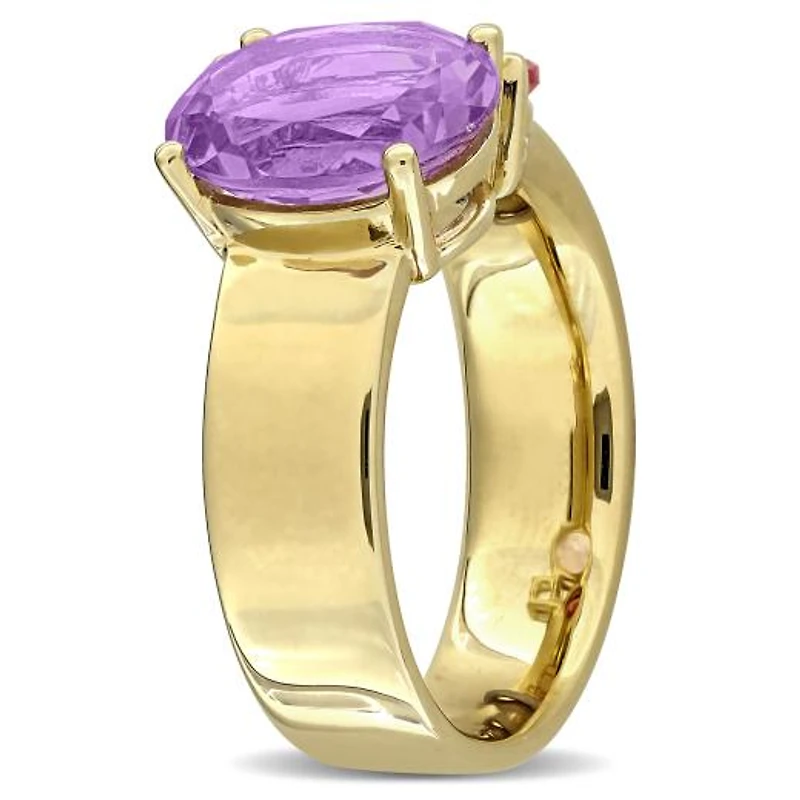 Julianna B Yellow Plated Sterling Silver Multi-Gemstone 3-Stone Ring