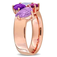 Julianna B Rose Plated Sterling Silver Multi-Gemstone Open Ring