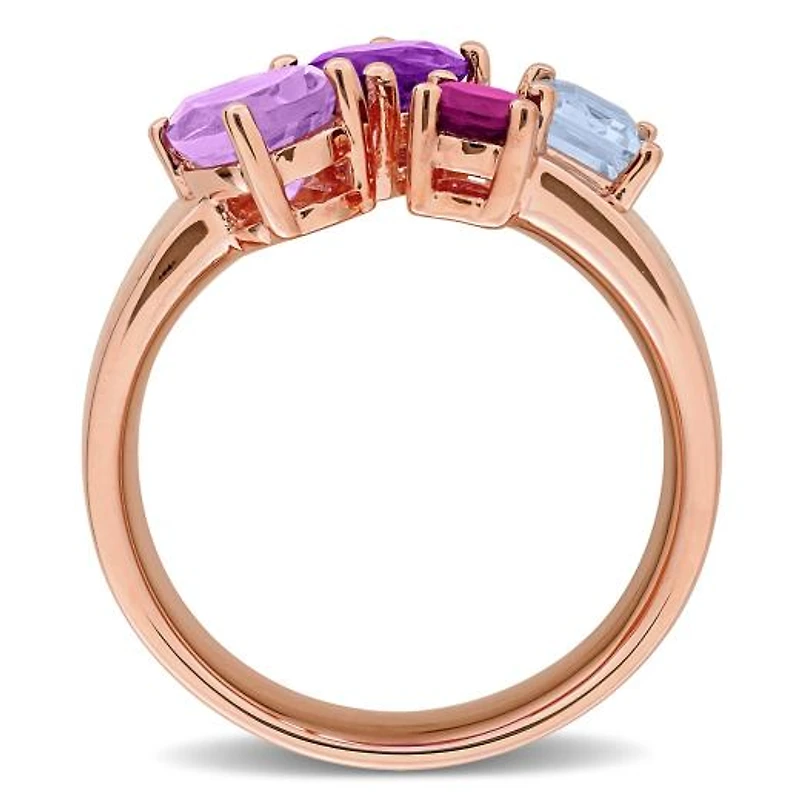 Julianna B Rose Plated Sterling Silver Multi-Gemstone Open Ring