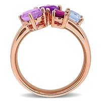 Julianna B Rose Plated Sterling Silver Multi-Gemstone Open Ring