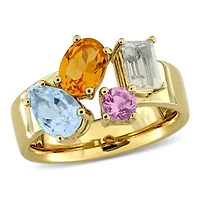 Julianna B Yellow Plated Sterling Silver Multi-Gemstone 4-Stone Ring