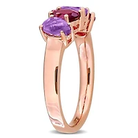 Julianna B Rose Plated Sterling Silver Amethyst and Rholodite 4-Stone Ring