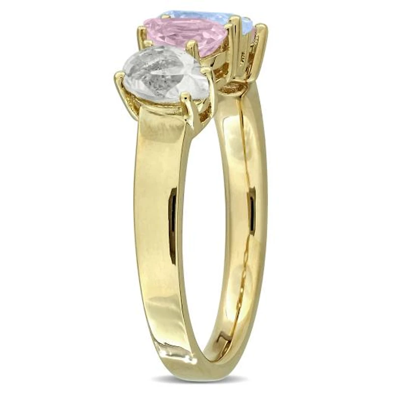 Julianna B Yellow Plated Sterling Silver Multi-Gemstone 4-Stone Ring