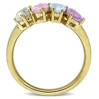 Julianna B Yellow Plated Sterling Silver Multi-Gemstone 4-Stone Ring