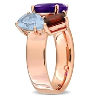 Julianna B Rose Plated Sterling Silver Multi-Gemstone 3-Stone Ring