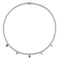Julianna B Sterling Silver Created Multi-Gemstone 17" Station Necklace