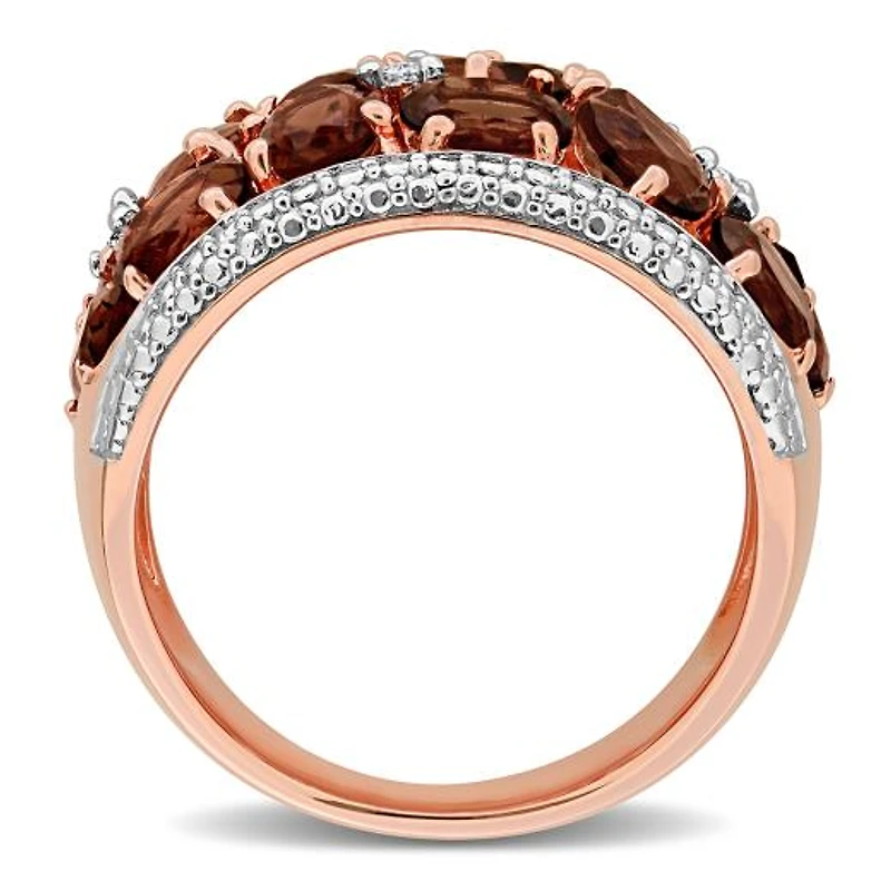 Julianna B Rose Plated Sterling Silver Smokey Quartz and Diamond Cocktail Ring