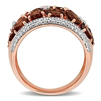 Julianna B Rose Plated Sterling Silver Smokey Quartz and Diamond Cocktail Ring