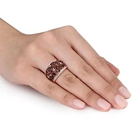 Julianna B Rose Plated Sterling Silver Smokey Quartz and Diamond Cocktail Ring