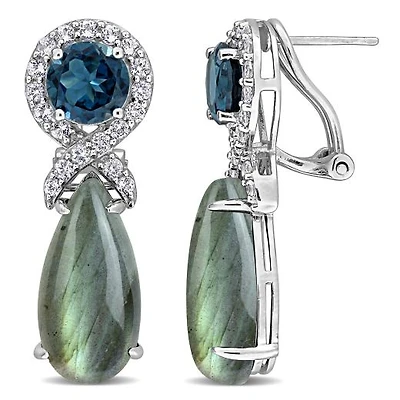 Julianna B Sterling Silver Multi-Gemstone Leverback Earrings