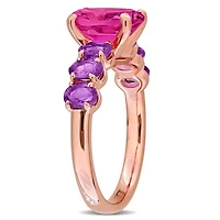 Julianna B Rose Plated Sterling Silver Pink Topaz and African Amethyst Ring