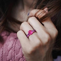 Julianna B Rose Plated Sterling Silver Pink Topaz and African Amethyst Ring