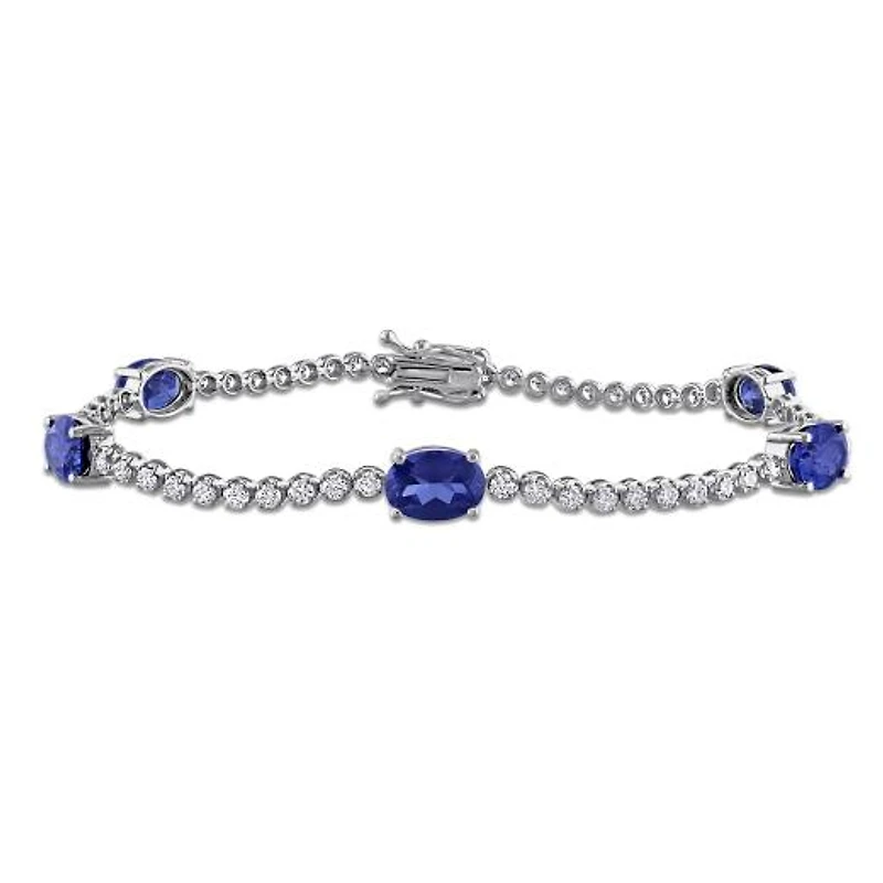 Julianna B 18K White Gold Created Blue Sapphire & Lab-Grown Diamond Bracelet