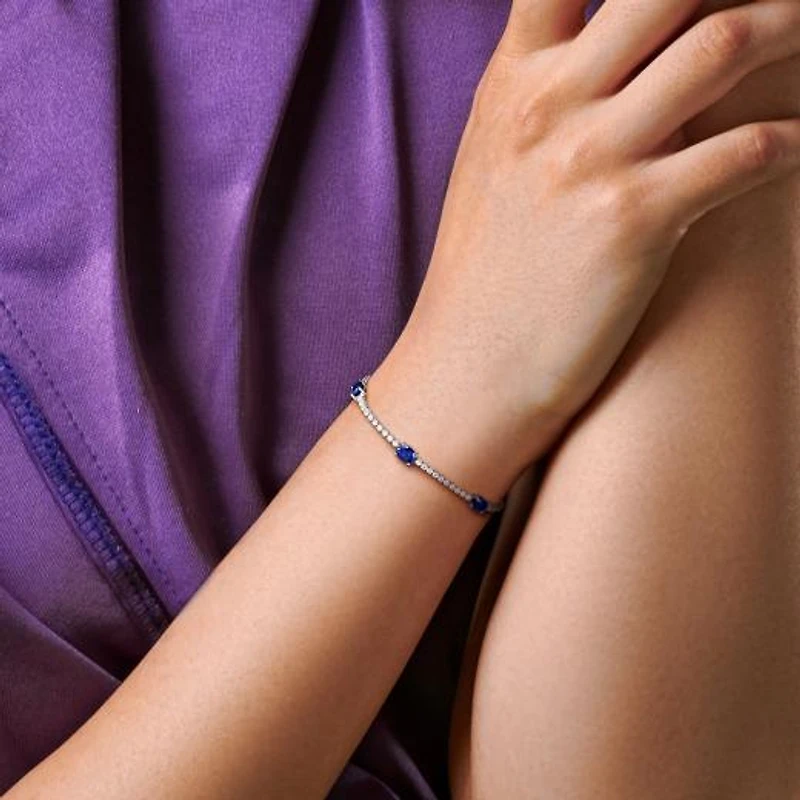 Julianna B 18K White Gold Created Blue Sapphire & Lab-Grown Diamond Bracelet