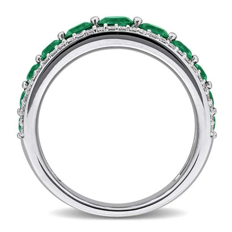 Julianna B 14K White Gold Created Emerald & Lab-Grown Diamond Graduated Ring