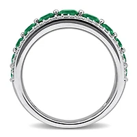 Julianna B 14K White Gold Created Emerald & Lab-Grown Diamond Graduated Ring