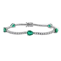 Julianna B 18K White Gold Created Emerald & Lab-Grown Diamond Tennis Bracelet